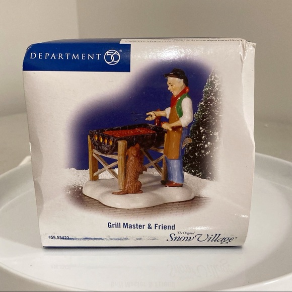 NFS Dept 56 The Backyard Patio & Grill Master and Friend, 3pc Lot- Snow Village - Picture 11 of 12